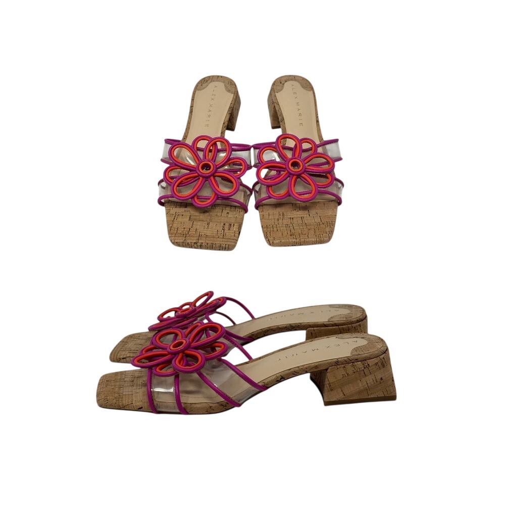 Alex Marie Bernice Women's Clear Flower Ornament Cork Slide Sandals Size 8